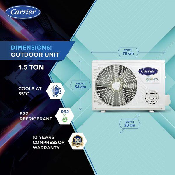 Carrier 18K 5S Xcel 1.5 Ton 5 Star Inverter AC with Wi-Fi & 6-in-1 Convertible, White