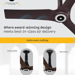 Atomberg Aris Starlight 1200, 48 Inch BLDC Ceiling Fan with Underlight, IOT & Remote Control with Noiseless Operation, Dark Teakwood
