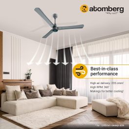 Atomberg Renesa+ 1200, 48 Inch BLDC Ceiling Fan with Remote Control and LED Indicators, Sand Grey