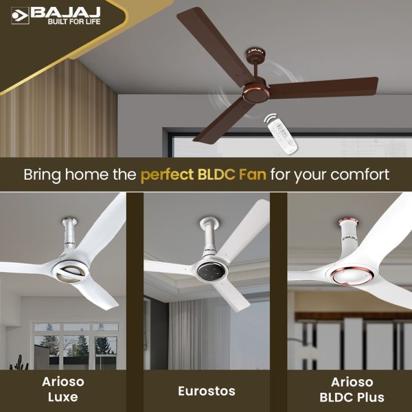 Bajaj Classico 1200MM, 48 Inch Ceiling Fan with BLDC Motor, 5 Star rating, 360 RPM and Corrosion Resistant Body, Red Walnut