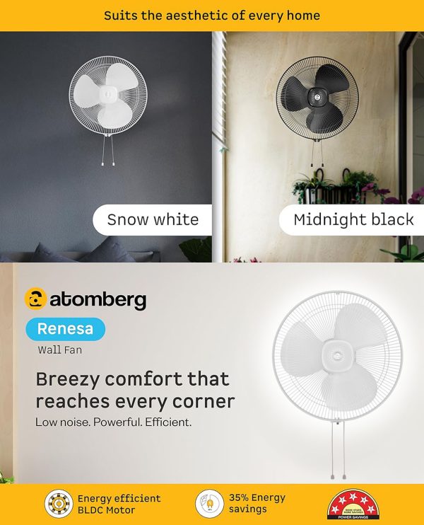 Atomberg Wall Fan (Renesa 400MM, Snow White)