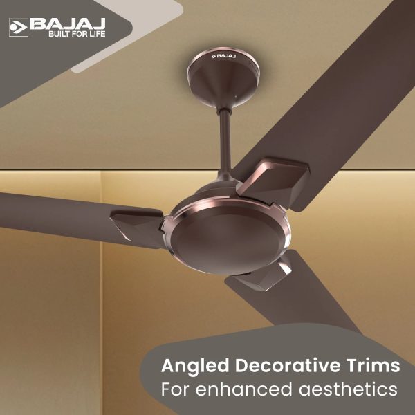 Bajaj Trendy EE 1200, 48 Inch Ceiling Fan with 100% Copper Motor and Alluminium Blades, Red Walnut