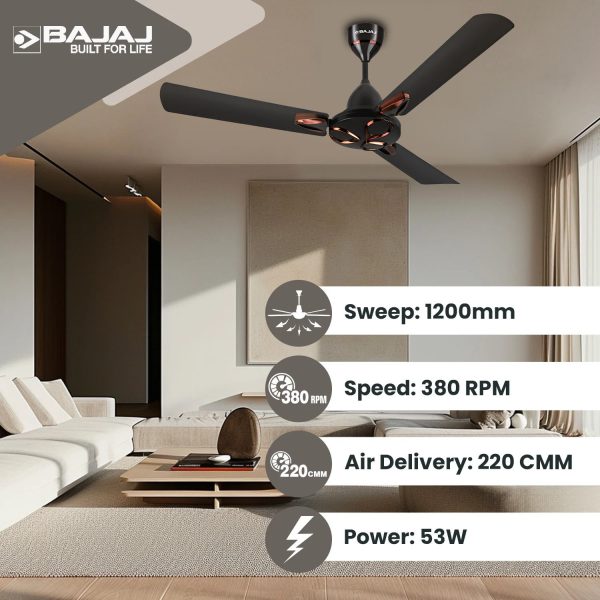 Bajaj 1200MM Ceiling Fan (Novella 1200MM) Elegant Brown