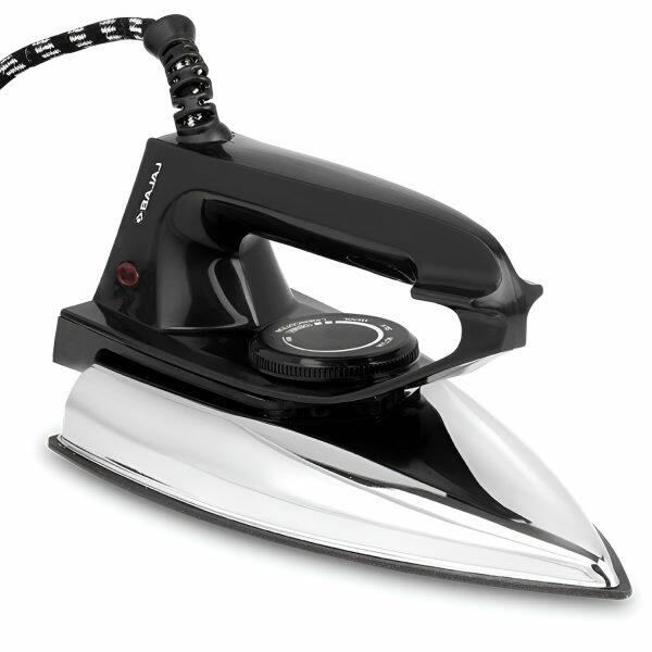 Bajaj DX2, 600 Watt Dry Iron with Advance Soleplate, Anti Bacterial Coating and Cord Organizer, Black