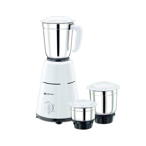 Bajaj GX 500, Powerful 500 Watt 3 Jar Mixer Grinder with Multi tasking Blade, White