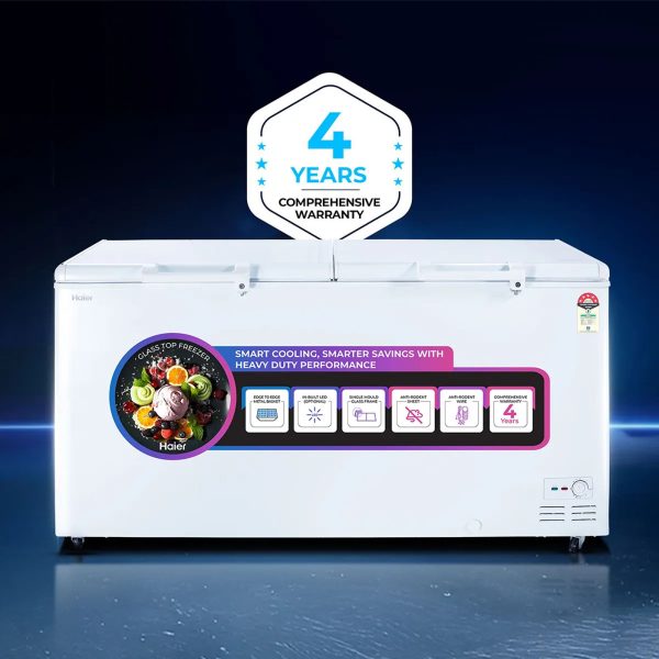 Haier HFC-588DM5 524 Litre Convertible Double Door Deep Freezer with 5 Star, White