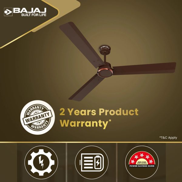 Bajaj Classico 1200MM, 48 Inch Ceiling Fan with BLDC Motor, 5 Star rating, 360 RPM and Corrosion Resistant Body, Red Walnut