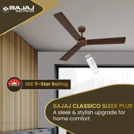 Bajaj Classico 1200MM, 48 Inch Ceiling Fan with BLDC Motor, 5 Star rating, 360 RPM and Corrosion Resistant Body, Red Walnut