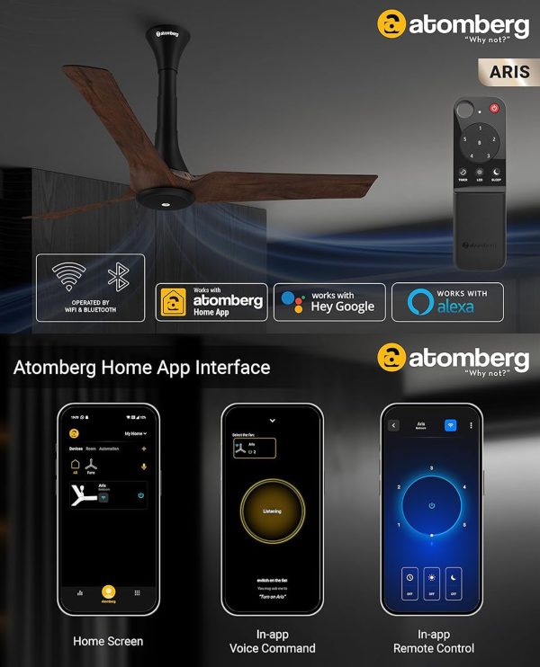 Atomberg 1200MM Ceiling Fan (Aris) Dark Teakwood