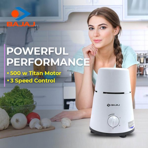 Bajaj GX 500, Powerful 500 Watt 3 Jar Mixer Grinder with Multi tasking Blade, White