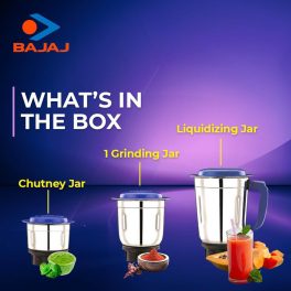 Bajaj GX 500, Powerful 500 Watt 3 Jar Mixer Grinder with Multi tasking Blade, White