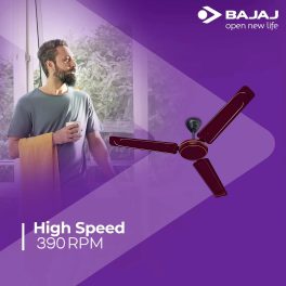 Bajaj Edge HS Neo 1200MM, 48 Inch High Speed Ceiling Fan with 100% Copper Motor, Rust Proof Body and 1 Star Rating, Dark Brown