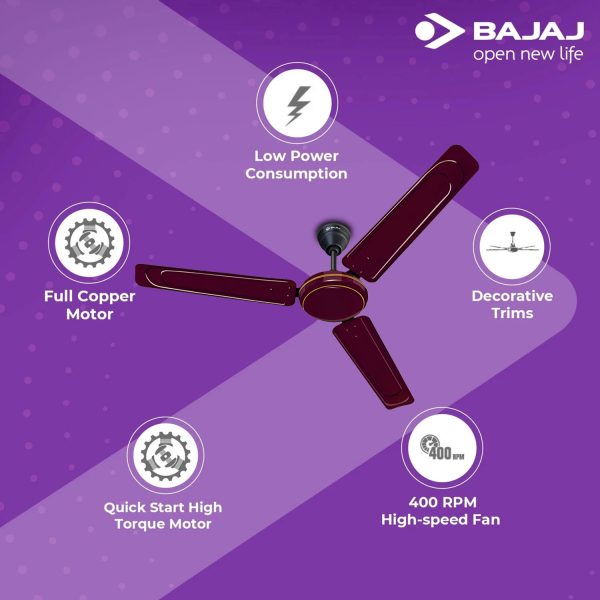 Bajaj Edge HS Neo 1200MM, 48 Inch High Speed Ceiling Fan with 100% Copper Motor, Rust Proof Body and 1 Star Rating, Dark Brown
