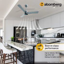 Atomberg Renesa+ 900, 36 Inch BLDC Ceiling Fan with Remote Control and LED Indicators, Sand Grey