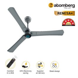 Atomberg Renesa+ 900, 36 Inch BLDC Ceiling Fan with Remote Control and LED Indicators, Sand Grey