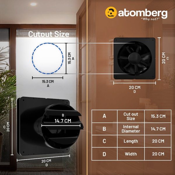 Atomberg Studio 150MM, 8 Inch BLDC Fan Motor with 100% Copper and Silent Operation, Black