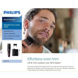 Philips BT3125/15, Lift and Trim Beard Trimmer with Stainless steel Blades, 20 Length Settings and 45 Minutes of Cordless Use, Black