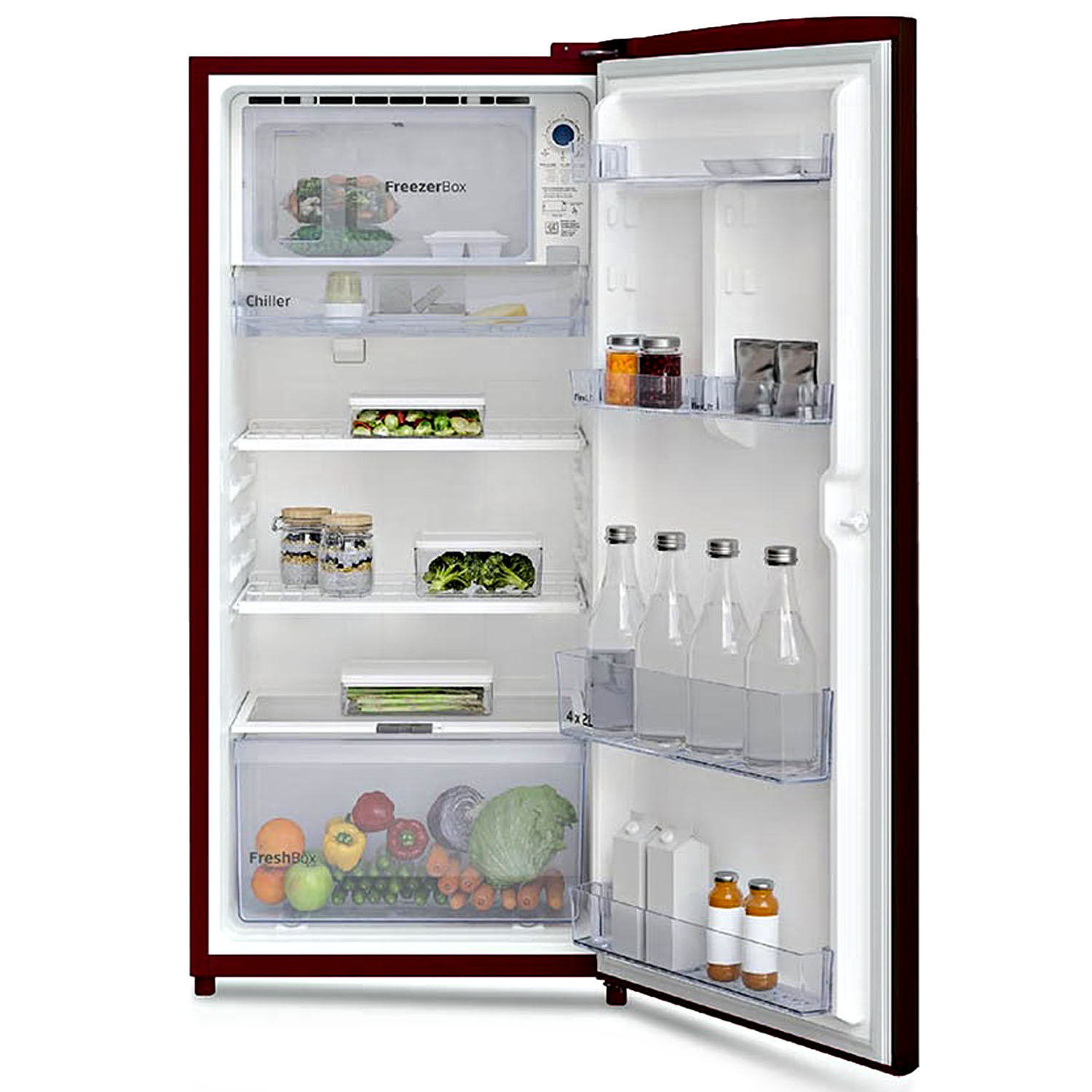 Voltas Beko 185 Litre 4 Star Single Door Refrigerator with Quick Freezer, Safe Box and Crisper Humidity Control, Dahile Wine, RDC220B/W0DWE0M Voltas Beko 185 Litre 4 Star Single Door Refrigerator with Quick Freezer, Safe Box and Crisper Humidity Control, Dahile Wine, RDC220B/W0DWE0M