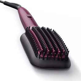 Philips BHH730, Hair Straightening Brush with Silk Protect Technology, Keratin Infused Cermaic Coating and 200 Celcius temperature for effective Styling, Dark Wine