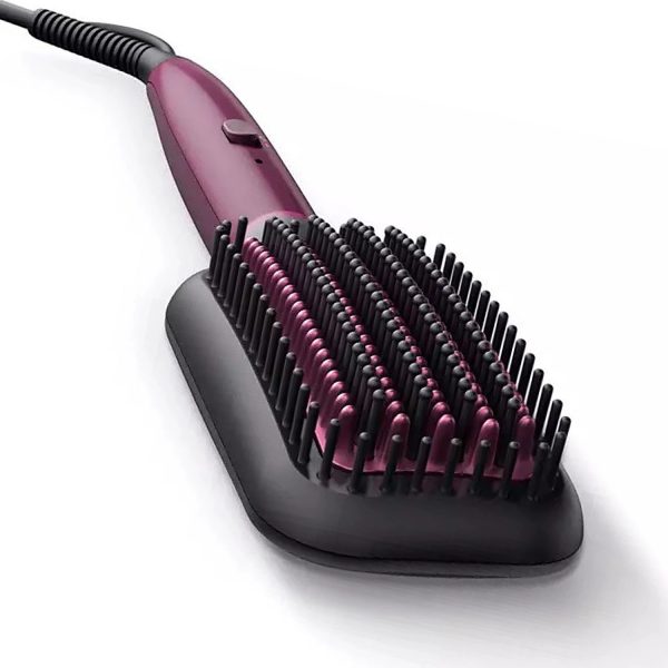 Philips BHH730, Hair Straightening Brush with Silk Protect Technology, Keratin Infused Cermaic Coating and 200 Celcius temperature for effective Styling, Dark Wine