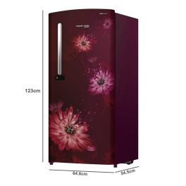 Voltas Beko 185 Litre 4 Star Single Door Refrigerator with Quick Freezer, Safe Box and Crisper Humidity Control, Dahile Wine, RDC220B/W0DWE0M