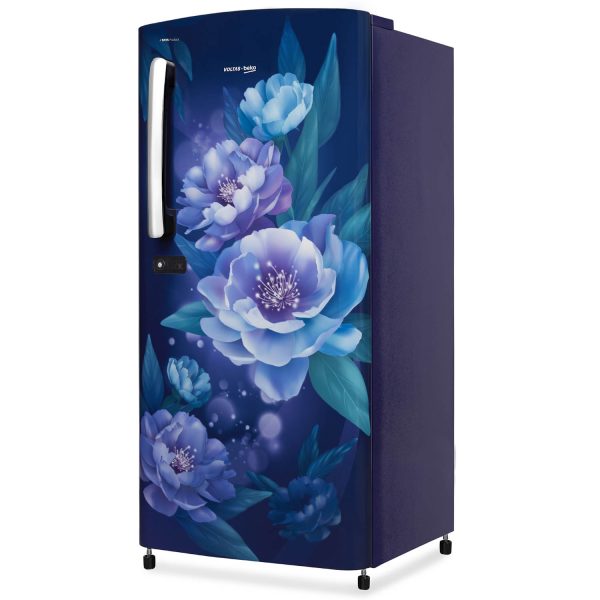 Voltas Beko RDC208E/S0PBE, 175 Litre 1 Star Single Door Refrigerator with Fresh Box and Stabilizer Free Operation, Peony Blue