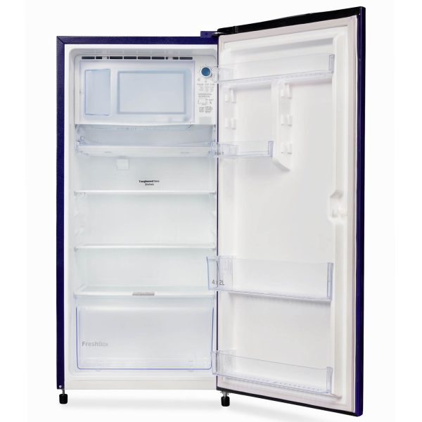 Voltas Beko RDC208E/S0PBE, 175 Litre 1 Star Single Door Refrigerator with Fresh Box and Stabilizer Free Operation, Peony Blue