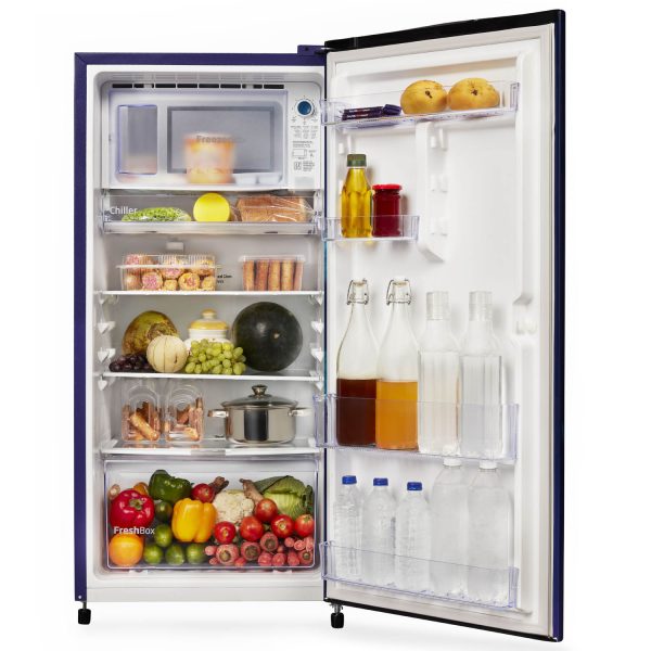 Voltas Beko RDC208E/S0PBE, 175 Litre 1 Star Single Door Refrigerator with Fresh Box and Stabilizer Free Operation, Peony Blue