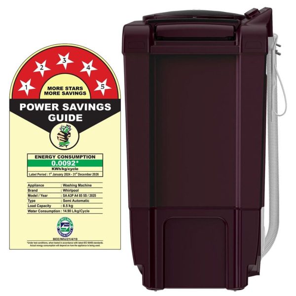 Whirlpool 8.5KG Semi-Automatic Machine (ACE 8.5 Turbo Dry, Wine Dazzle)