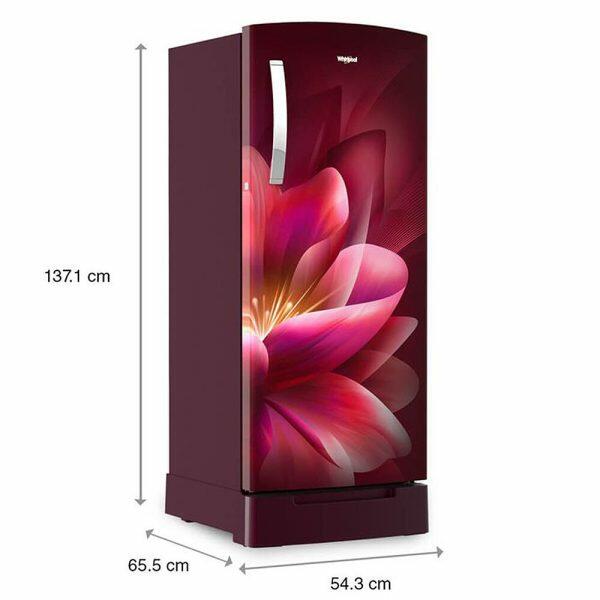 Whirlpool 215 IMPRO ROY, 192 L 3 Star Icemagic Pro Inverter Direct-Cool Single Door Refrigerator, With Base Drawer, Wine Forest