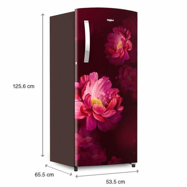 Whirlpool 215 IMPRO PRM, 192 L 3 Star Icemagic Pro Inverter Direct-Cool Single Door Refrigerator, Wine Peony