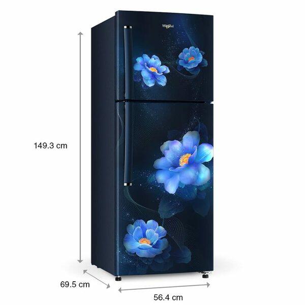 Whirlpool NEOSP278PRM, 235L 2 Star Double Door Refrigerator, 10 Years Warranty on Compressor, Sapphire Peony