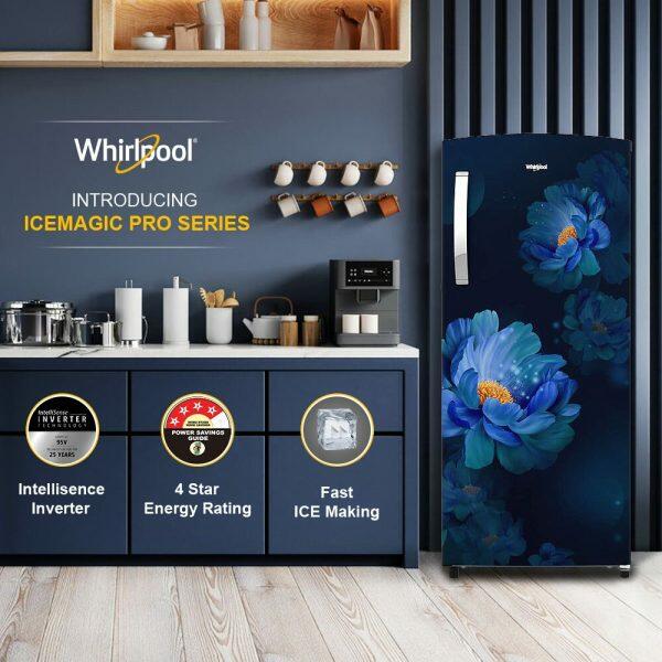 Whirlpool 215 IMPRO PRM, 192 L 3 Star, Icemagic Pro Inverter Direct-Cool Single Door Refrigerator, Sapphire Peony