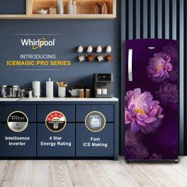 Whirlpool 215 IMPRO PRM, 192 L 3 Star Icemagic Pro Inverter Direct-Cool Single Door Refrigerator, 10 Years Warranty on Compressor, Purple Peony