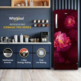 Whirlpool 215 IMPRO ROY, 192 L 3 Star Icemagic Pro Inverter Direct-Cool Single Door Refrigerator, With Base Drawer, Wine Peony