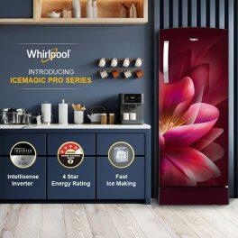 Whirlpool 215 IMPRO ROY, 192 L 3 Star Icemagic Pro Inverter Direct-Cool Single Door Refrigerator, With Base Drawer, Wine Forest