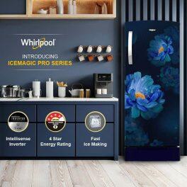 Whirlpool 215 IMPRO ROY, 192 L 3 Star Icemagic Pro Inverter Direct-Cool Single Door Refrigerator, With Base Drawer, Sapphire Peony