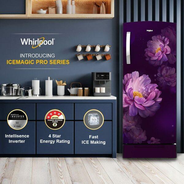 Whirlpool 215 IMPRO ROY, 192 L 3 Star Icemagic Pro Inverter Direct-Cool Single Door Refrigerator, With Base Drawer, Purple Peony