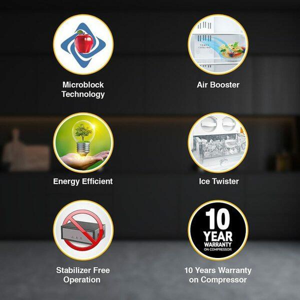 Whirlpool FP 283D PROTTON ROY, 228 Ltr, Frost Free Triple-Door Refrigerator, 10 Years Warranty on Compressor, Alpha STEEL