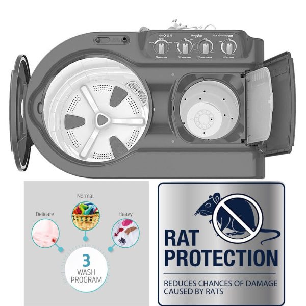 Whirlpool 7KG Semi Automatic Machine (ACE 7.0 Super Soak) Grey