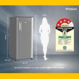 Whirlpool 205 IMPC PRM, 184L 2 Star Icemagic Pro Inverter Direct-Cool Single Door Refrigerator, 10 Years Warranty on Compressor, Titan Steel