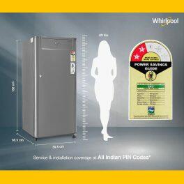 WHIRLPOOL 205 GENIUS CLS PLUS, 184L 2 Star Direct-Cool Single Door Refrigerator, 10 Years Warranty on Compressor, COSMIC GREY