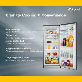 Whirlpool 205 IMPC PRM, 184L 3 Star Icemagic Pro Inverter Direct-Cool Single Door Refrigerator, 10 Years Warranty on Compressor, Lumina Steel
