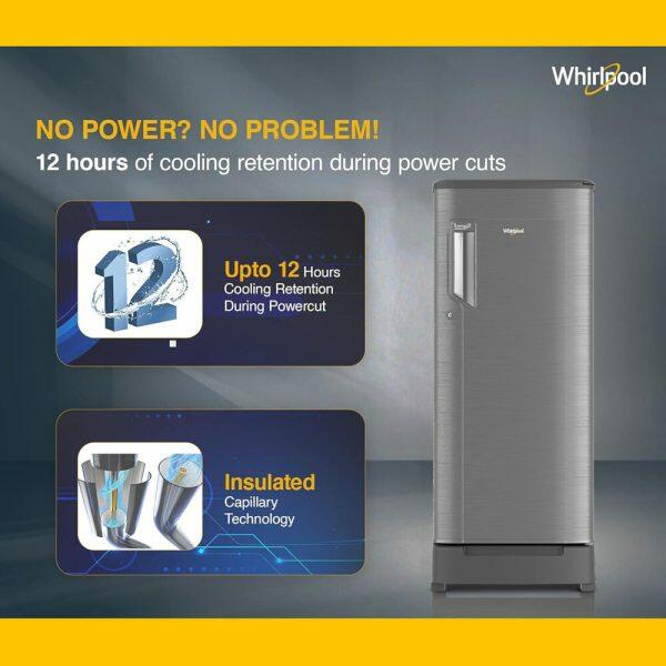 Whirlpool 205 IMPC ROY, 184 L 3 Star Ice-magic Pro Inverter Direct-Cool Single Door Refrigerator, With Base Drawer, 10 Years Warranty on Compressor, Lumina Steel