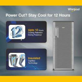 Whirlpool 205 IMPC PRM, 184L 3 Star Icemagic Pro Inverter Direct-Cool Single Door Refrigerator, 10 Years Warranty on Compressor, Lumina Steel