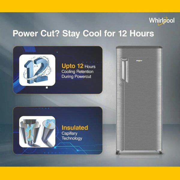 Whirlpool 205 IMPC PRM, 184L 2 Star Icemagic Pro Inverter Direct-Cool Single Door Refrigerator, 10 Years Warranty on Compressor, Titan Steel
