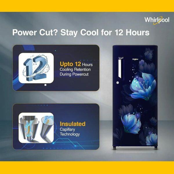 Whirlpool 205 IMPC PRM, 184L 2 Star Icemagic Pro Inverter Direct-Cool Single Door Refrigerator, 10 Years Warranty on Compressor, Sapphire Belita