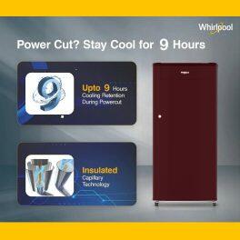 Whirlpool 200 GENIUS CLS Plus, 180L 1 Star Direct-Cool Single Door Refrigerator, 10 Years Warranty on Compressor, Wine Harmony