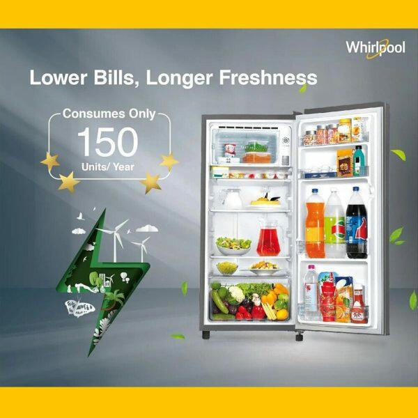 WHIRLPOOL 205 GENIUS CLS PLUS, 184L 2 Star Direct-Cool Single Door Refrigerator, 10 Years Warranty on Compressor, COSMIC GREY
