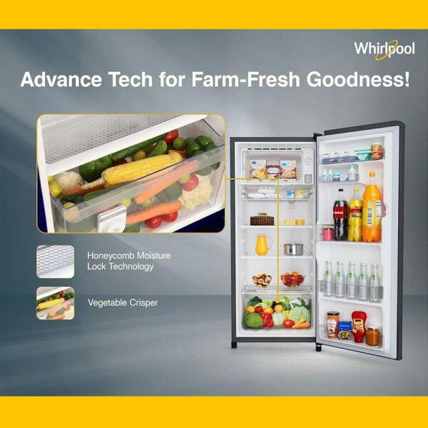 Whirlpool 205 IMPC PRM, 184L 3 Star Icemagic Pro Inverter Direct-Cool Single Door Refrigerator, 10 Years Warranty on Compressor, Lumina Steel